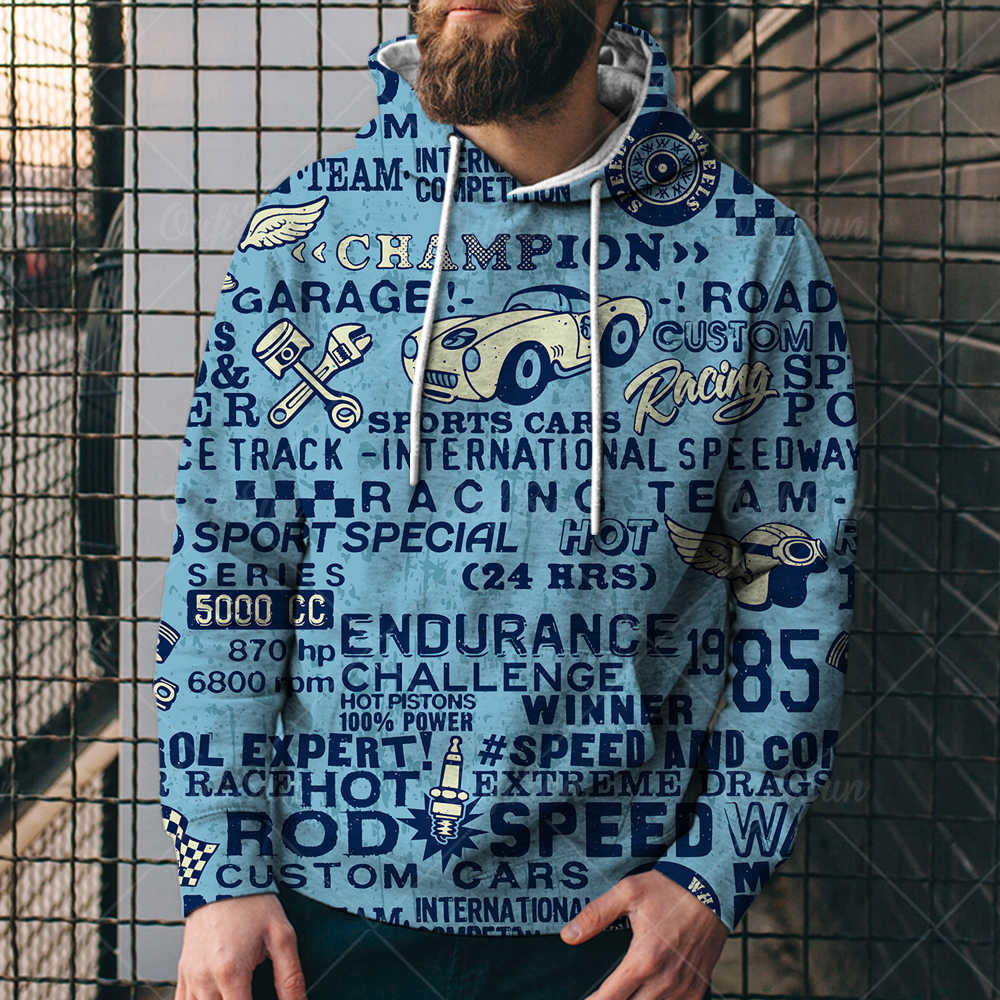 Men's Hip-Hop Drawstring Geometric Graffiti Letter 3D Print Hoodie Sweatshirt