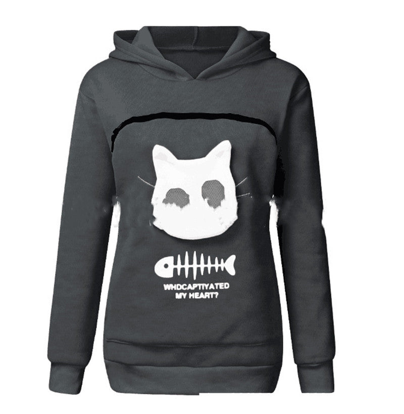 Cat Fishscale 3D Print Kitty Cat Carrying Pocket Hoodie Sweatshirt