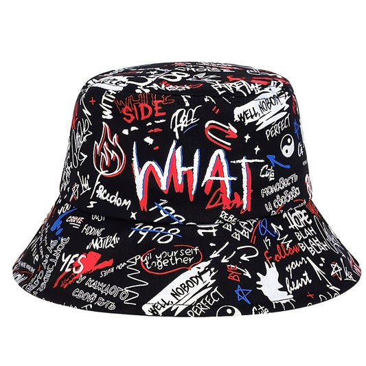 Black Graffiti Print Fisherman Hat