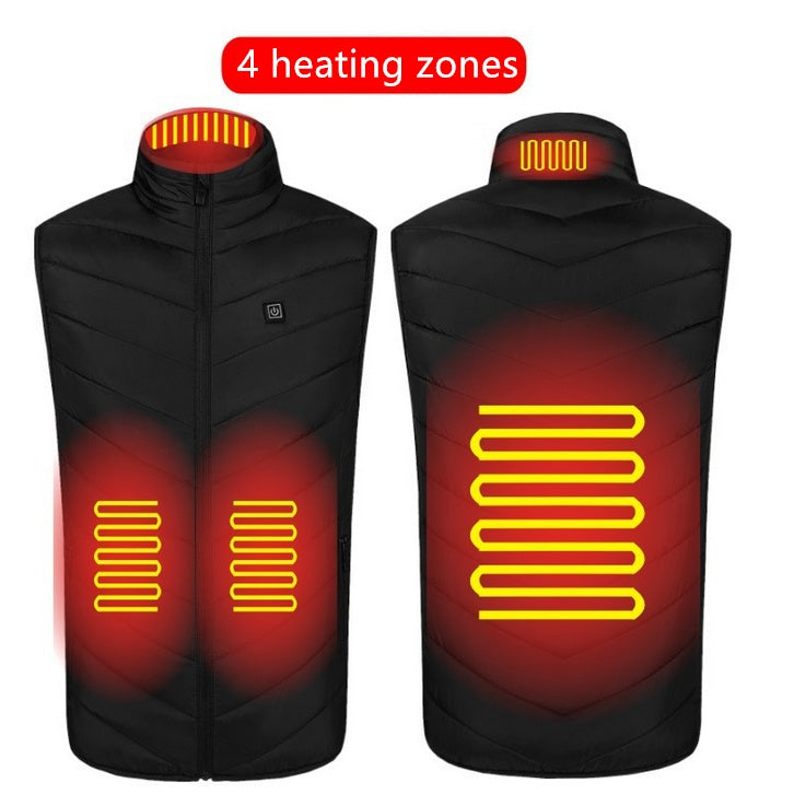 Men's Heated Stand Collar Washable USB Charging Cotton Down Electric Vest