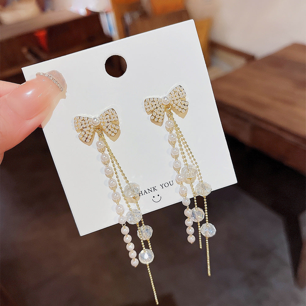 Assorted Hanging Sterling Silver/Gold Needle Light Rhinestone Pearl/Tassel Earrings