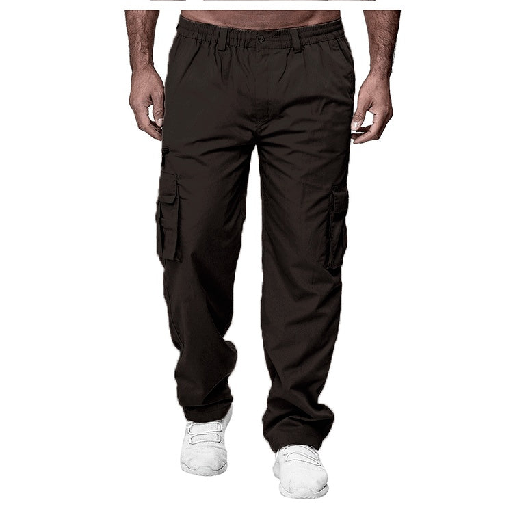 Men's Solid Color Casual Multi-Pocket Loose Straight Cargo Pants to 4X Big & Tall