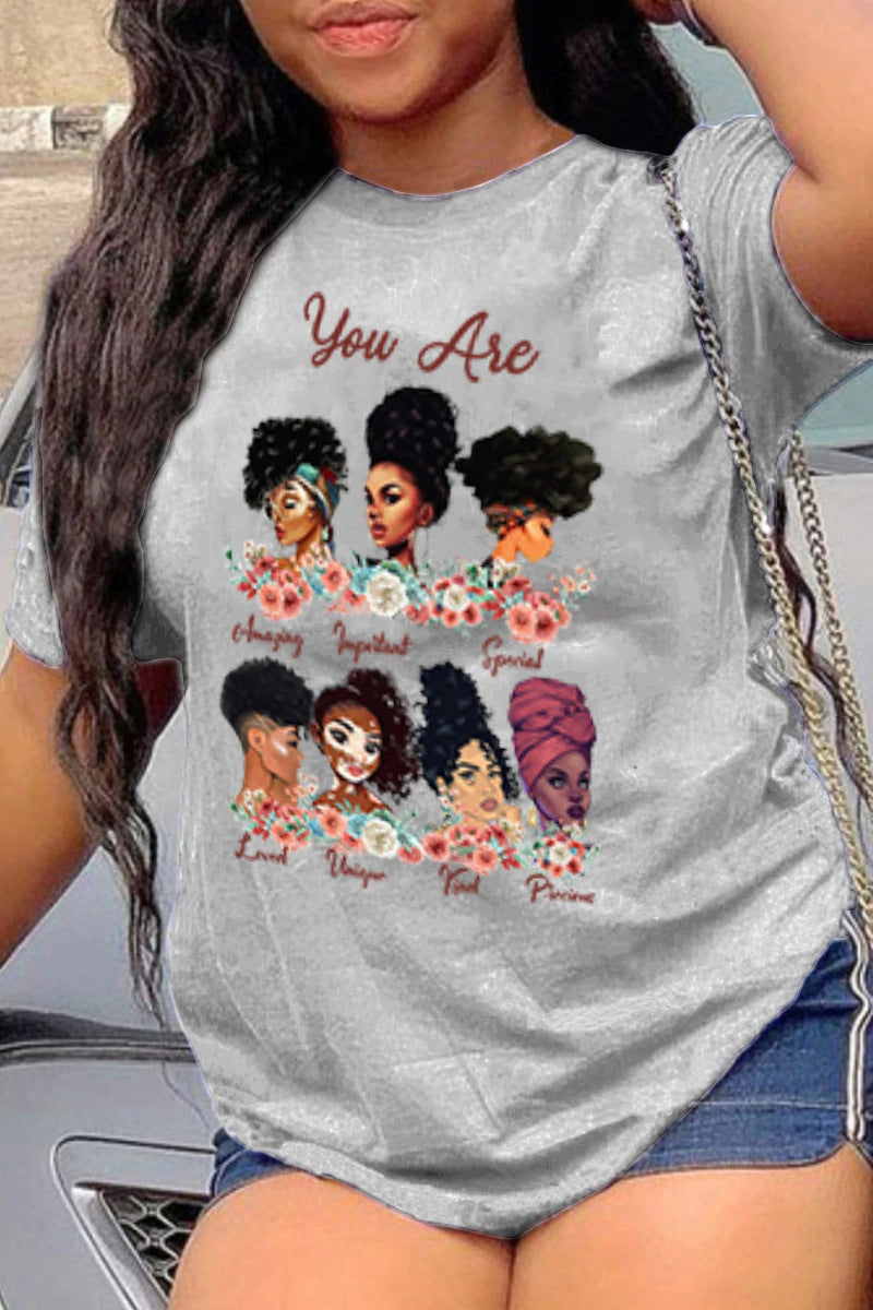 "You Are" Black Woman Hip-Hop Digital 3D Print Women's T-Shirt to 5X Plus Size