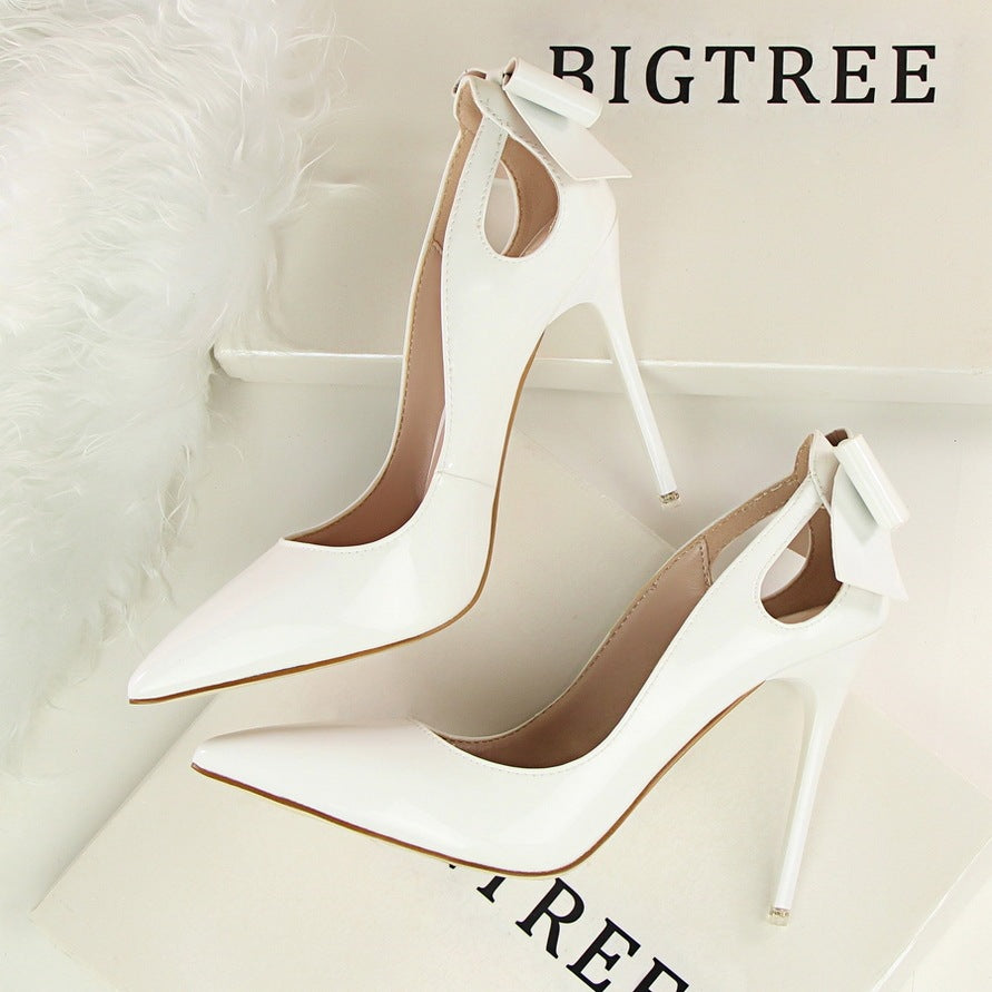 Cut-Out Back Bow Design Women's Stiletto Heel Pumps