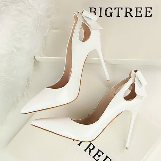 Cut-Out Back Bow Design Women's Stiletto Heel Pumps