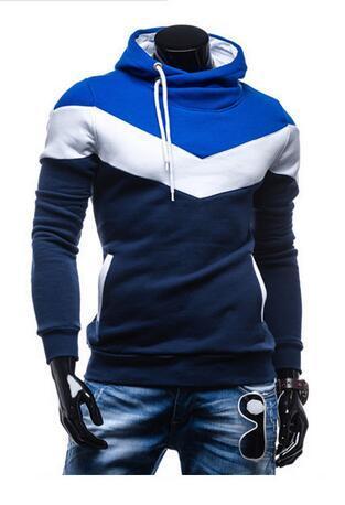 Men's Drawstring Striped Colorblock Pullover Long Sleeve Hoodie Sweatshirt