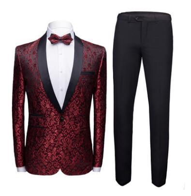 Men's Paisley Colorblock Tuxedo Wedding/Party/Prom Formal Suit