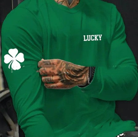 Men's Clover Letter Print Long Sleeve T-Shirt to 4X Big & Tall