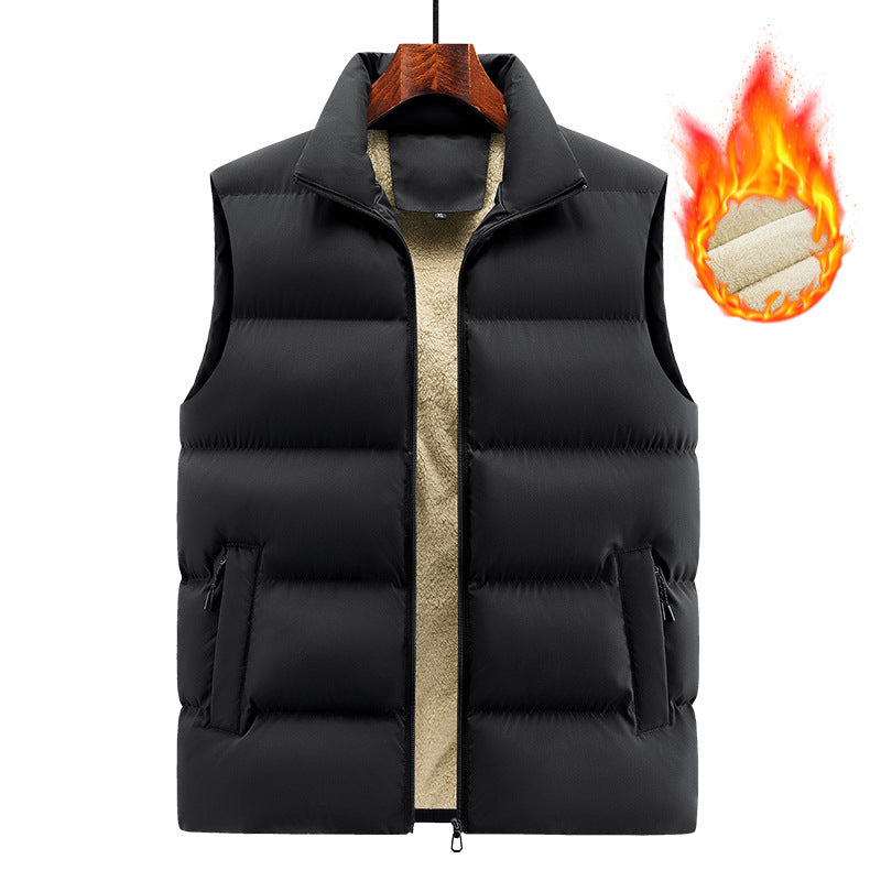Men's Ribbed Sleeveless Lambswool Lined Solid Color Zipper Vest