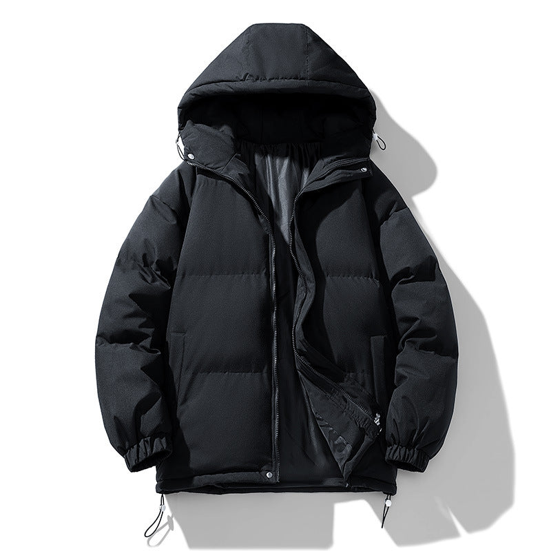 Men's Hoodie Coat Winter Fashion Solid ZIp-up Thickened Cotton-padded Jacket Casual Warm Outwear Top Clothing
