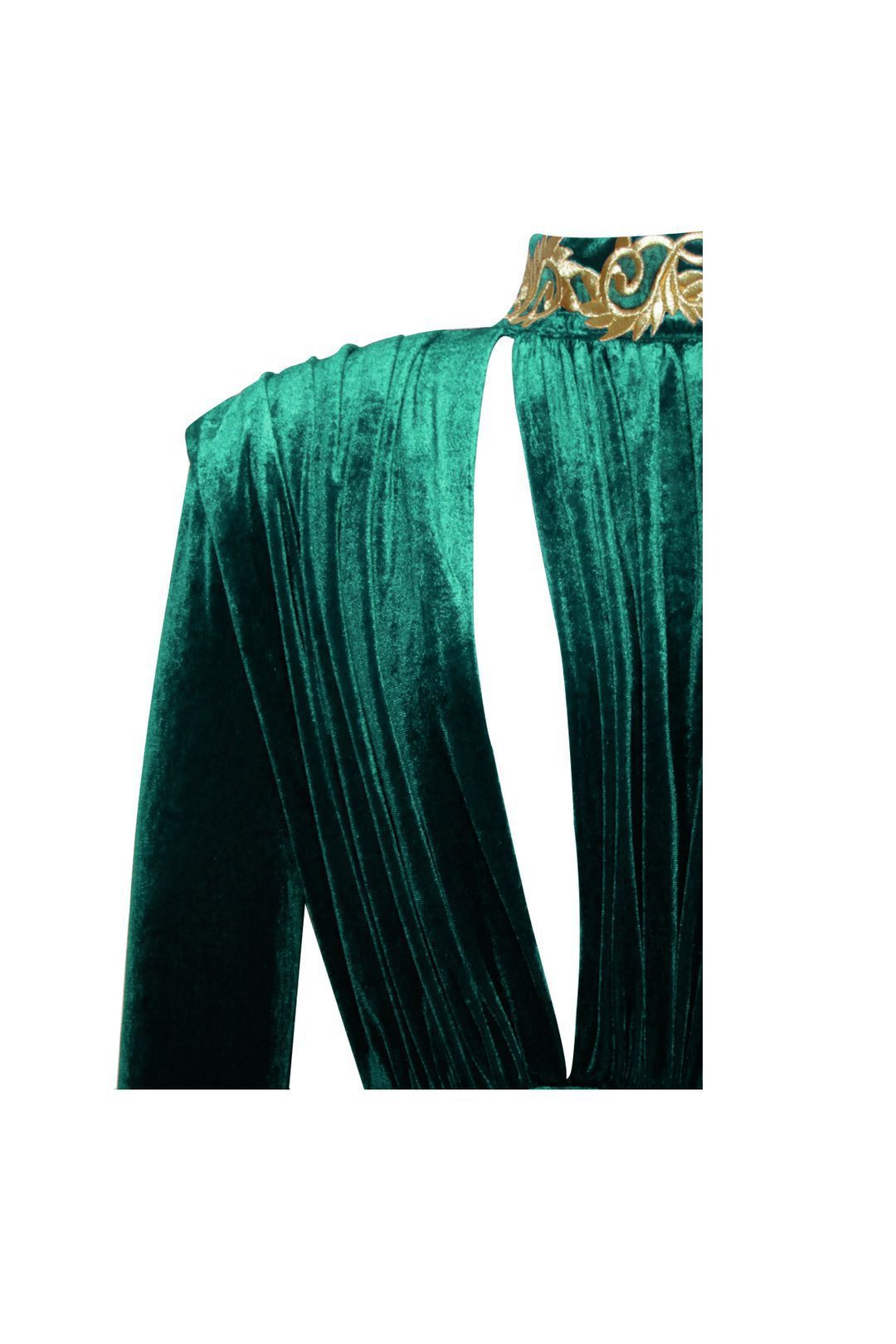 Velvet High Slit Hollow-Out Long Sleeve Formal Evening Maxi Dress