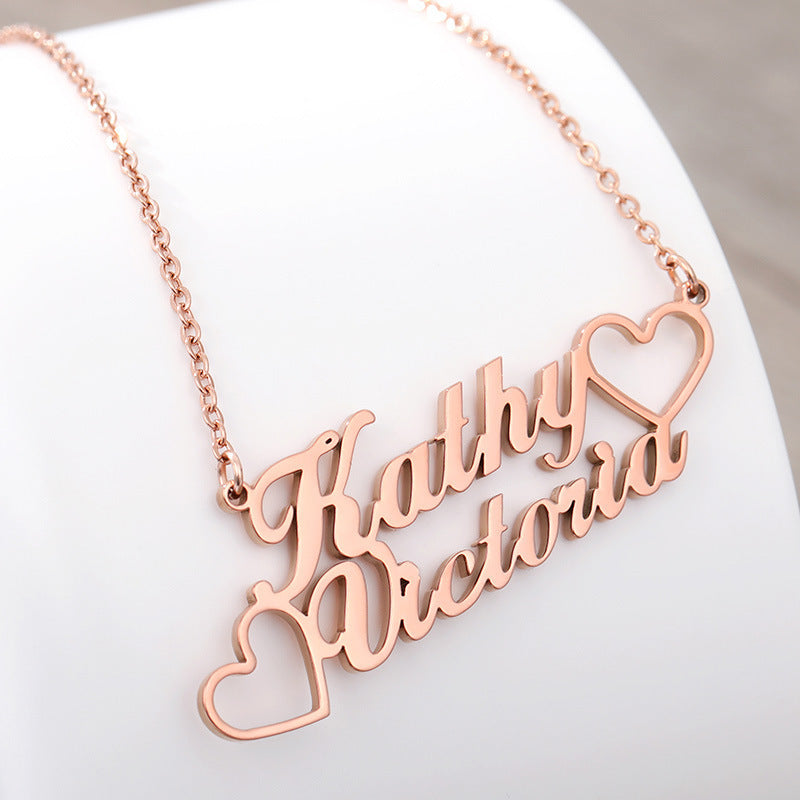 Customized Personalized Stainless Steel 2 Nameplate Chain Necklace