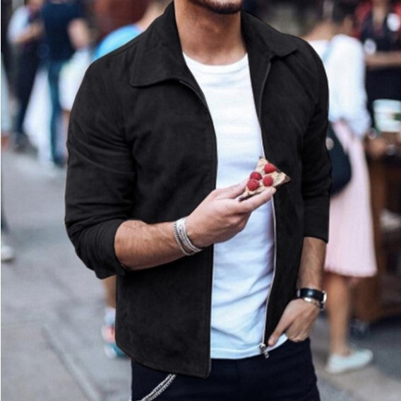 Men's Slim Turn-Down Collar Zipper Jacket