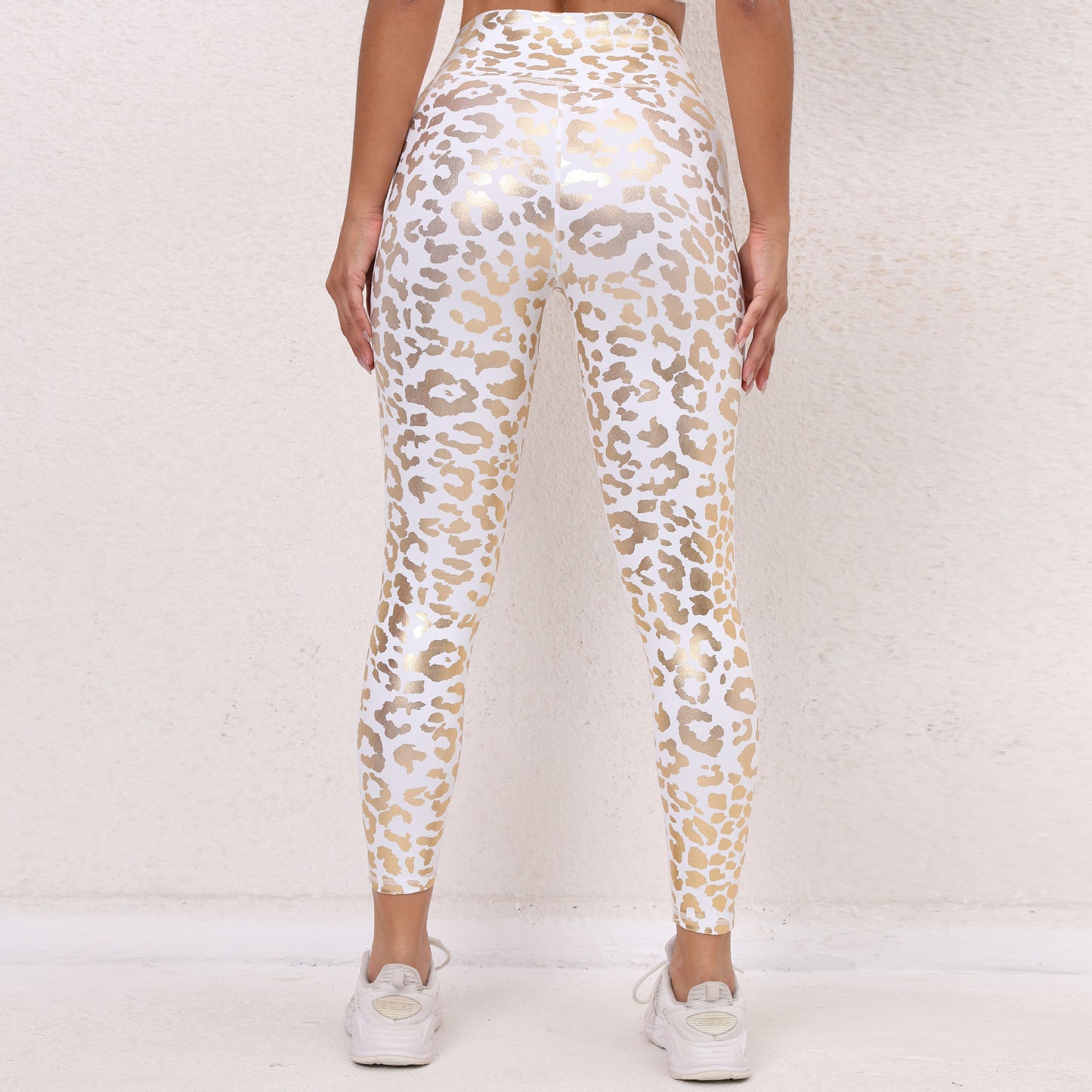 Leopard White/Gold High Waist Women's Skinny Sports Leggings