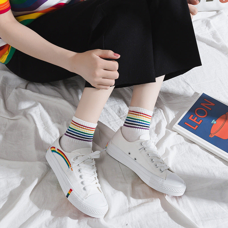 Rainbow Women's Lace-Up Canvas Tennis Shoes Sneakers