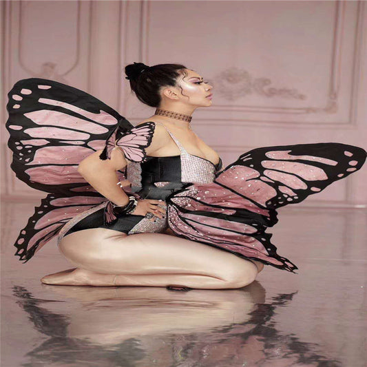 Pink/Black Oversized Diamond Butterfly Wings One-Piece Costume