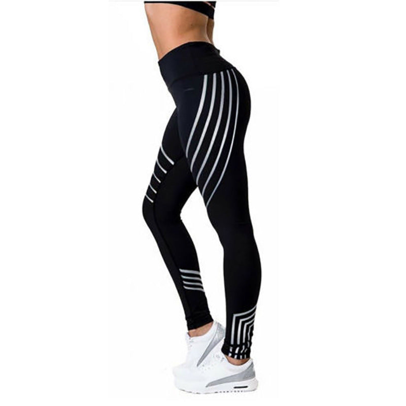 Geometric Colorblock Reflective Women's Fitness Sport Yoga Gym Skinny Leggings