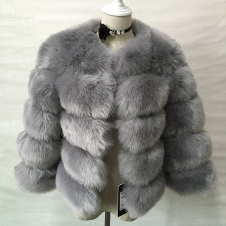 Ribbed Faux Mink Fur Solid Color Women's Evening Jacket to 3X Plus Size