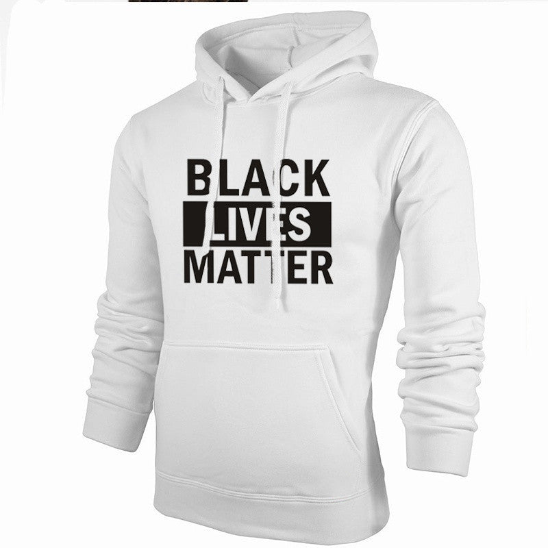 Men's Drawstring Black Lives Matter  Print Black/White Hoodie Sweatshirt