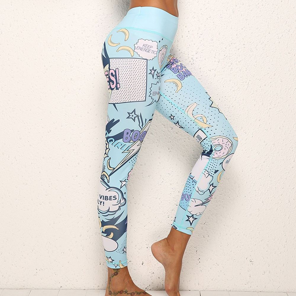 Graffiti Print Sport Bra + Gym Workout Leggings Women's 2-Piece Set