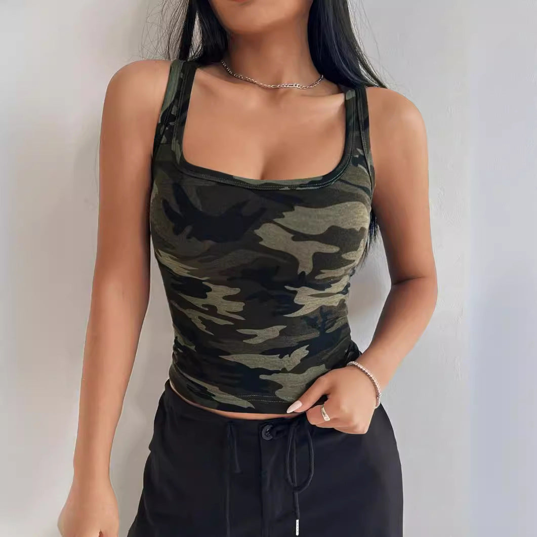 Rainbow Striped/Camo Women's Knitted Skinny Tank Top