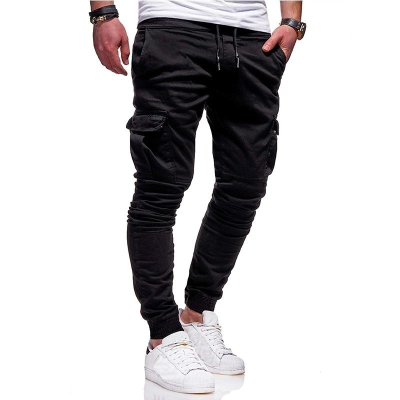 Men's Drawstring Multi-Pocketed Cotton Casual Cargo Pants