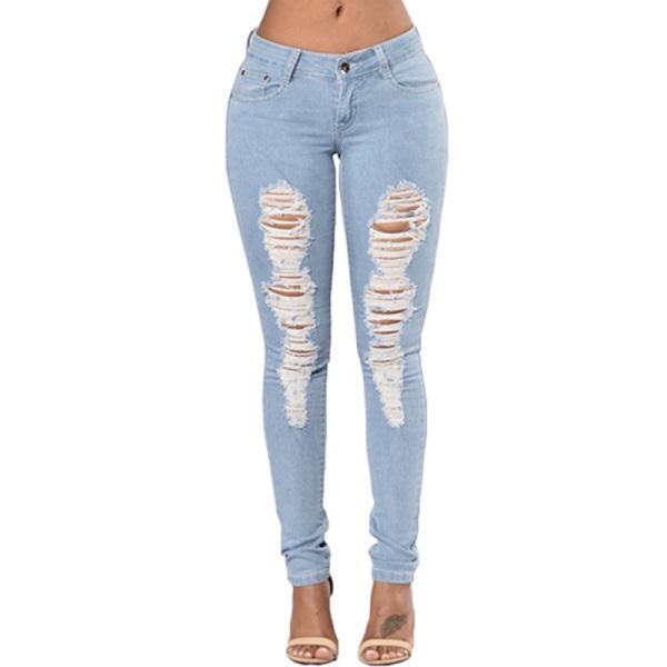 Rose Embroidered Ripped Women's Denim Skinny Jeans to 3X Plus Size