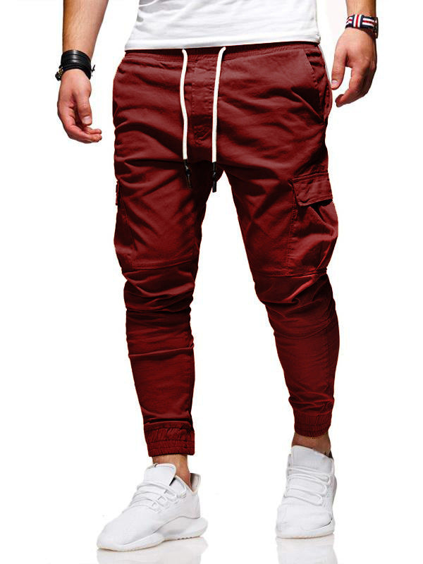 Men's Drawstring Multi-Pocketed Cotton Casual Cargo Pants