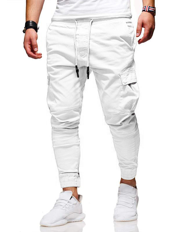 Men's Drawstring Multi-Pocketed Cotton Casual Cargo Pants