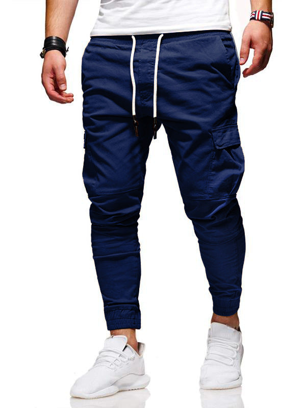 Men's Drawstring Multi-Pocketed Cotton Casual Cargo Pants