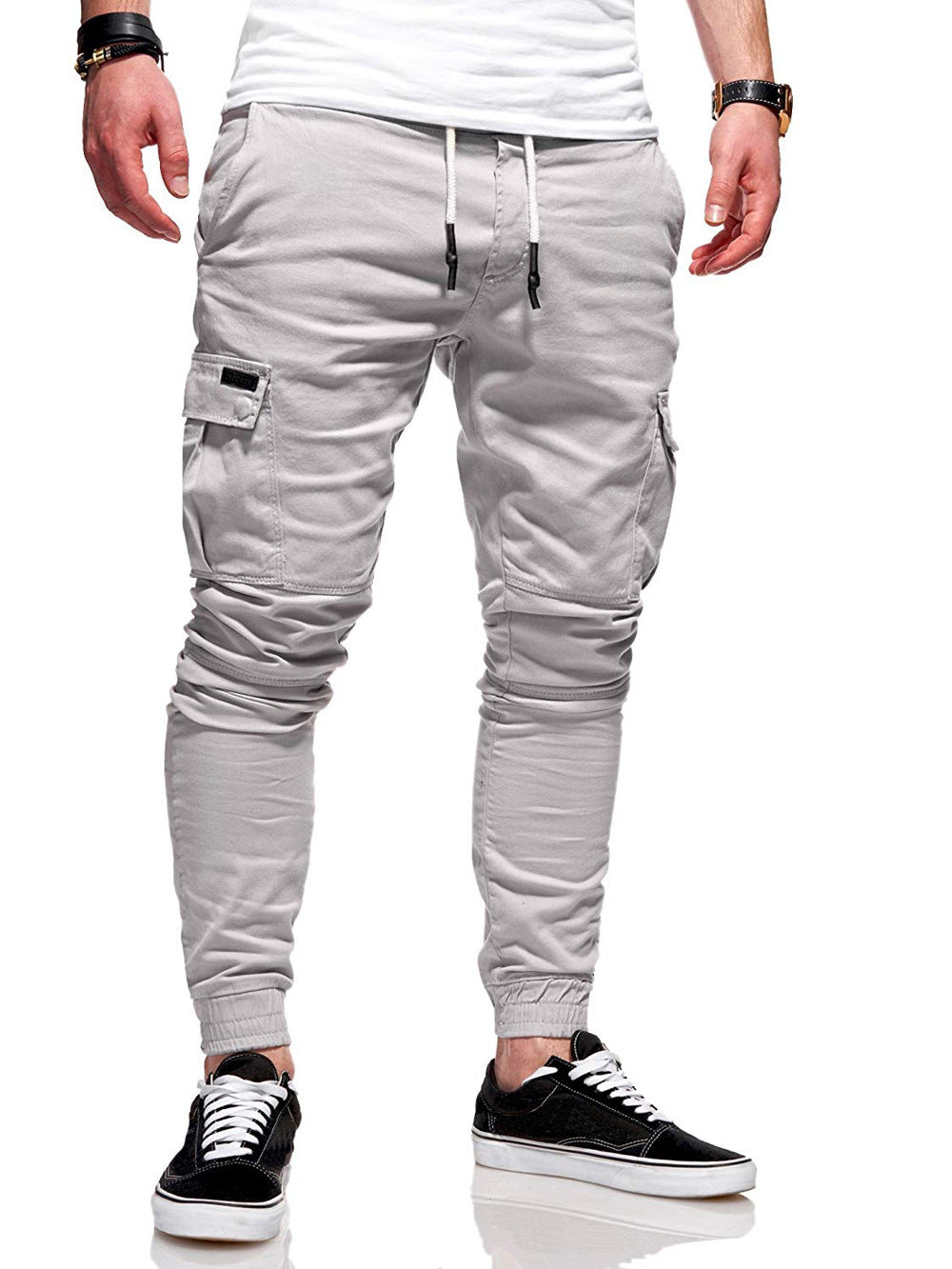 Men's Drawstring Multi-Pocketed Cotton Casual Cargo Pants