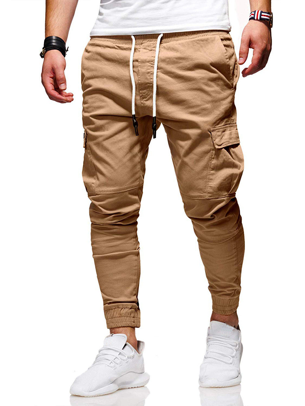 Men's Drawstring Multi-Pocketed Cotton Casual Cargo Pants