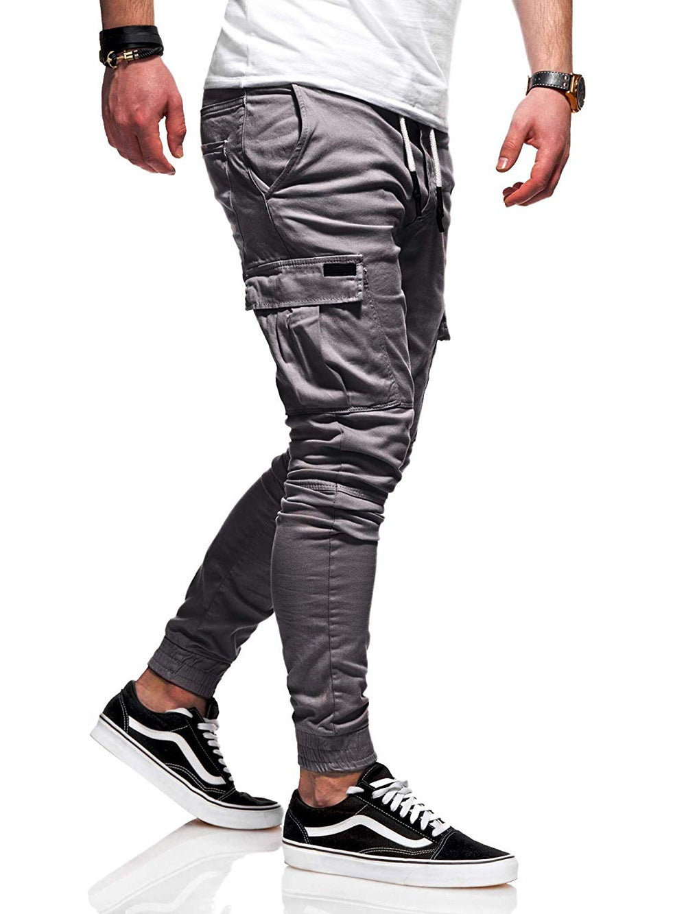 Men's Drawstring Multi-Pocketed Cotton Casual Cargo Pants