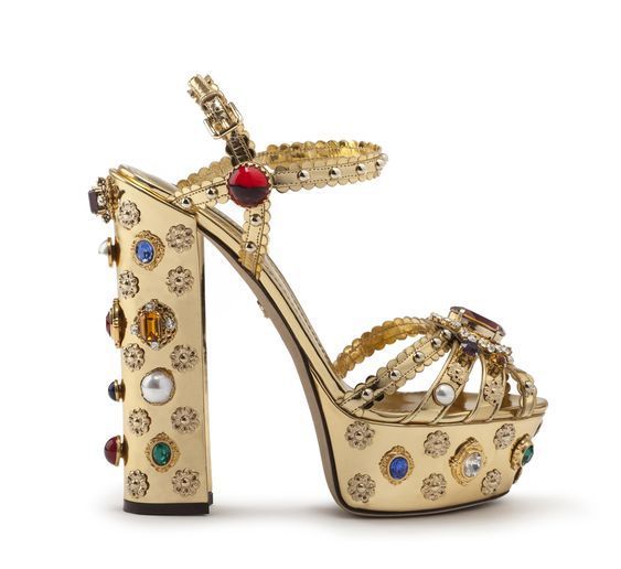 Gold Rhinestone Embellished Metallic High Heel Platform Open Toe Gladiator Sandal Pumps