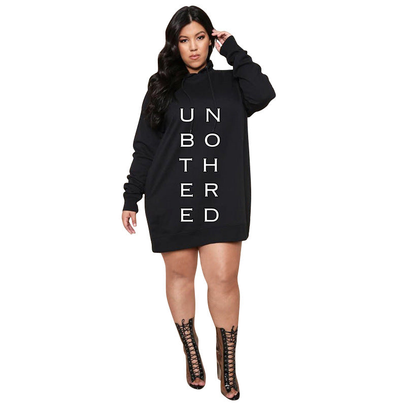 Assorted Hip-Hop Letter Print Long Sleeve Hoodie Sweatshirt Mini Dress to 5X Plus Size