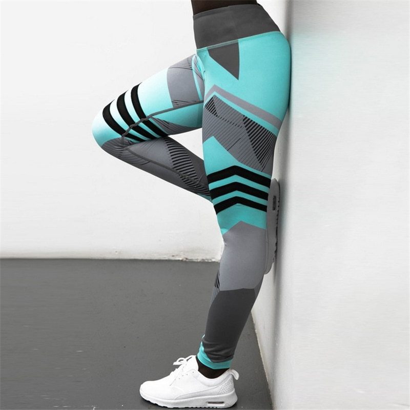 Geometric Colorblock Reflective Women's Fitness Sport Yoga Gym Skinny Leggings