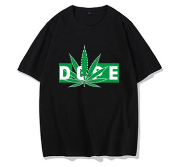 Men's "DOPE" Hemp Weed Leaf Print O-Neck Hip-Hop T-Shirt