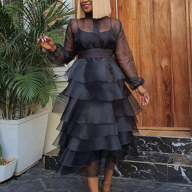 High Waist Plus Size Slim Tutu Skirt With Belt