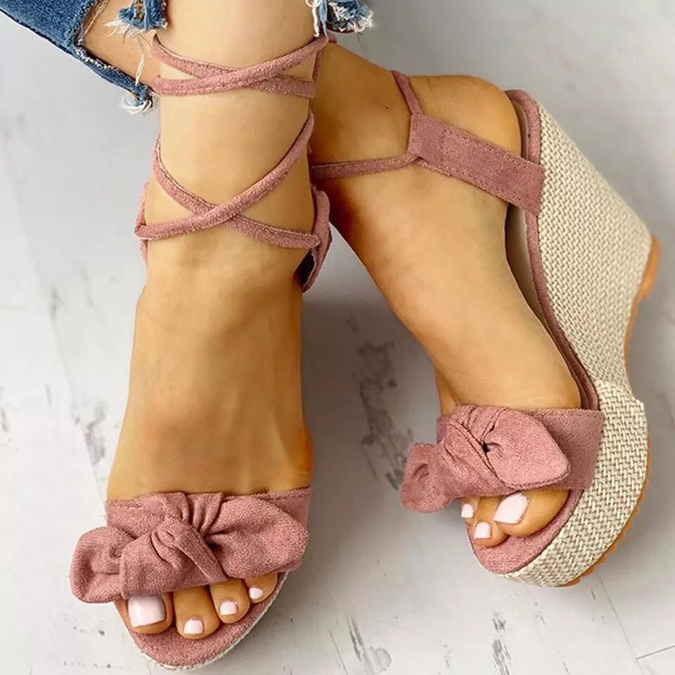 Open Toe Women's Bowknot Decor Fishmouth Platform Wedge Sandals