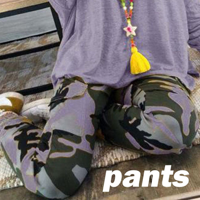 Camoflauge Cargo Multi-Pocketed Drawstring Elastic Waist Women's Trouser Pants