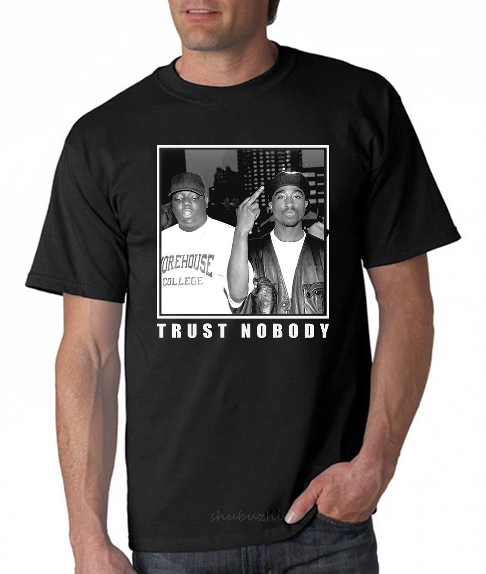 Men's Printed "Trust Nobody"Tupac 2Pac/ Notorious BIG Hip-Hop T-Shirt