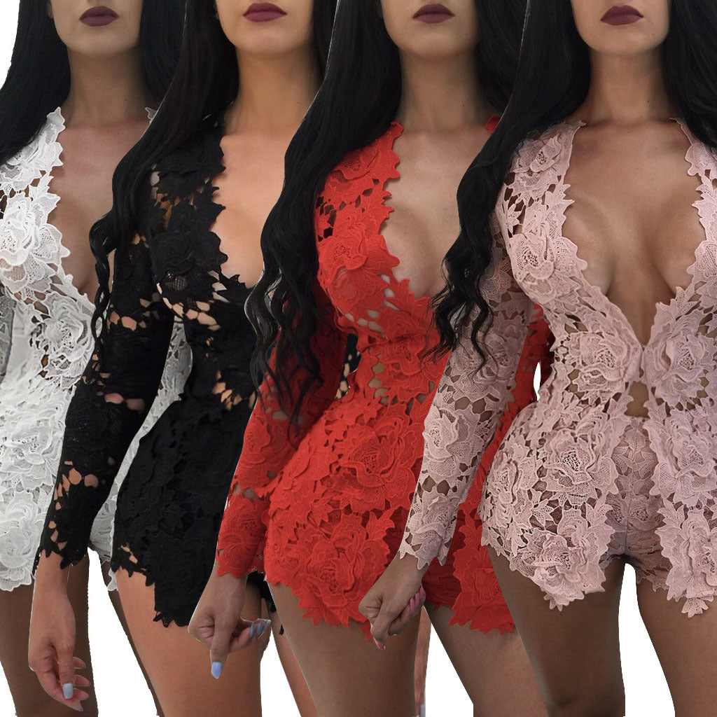 Lace Floral Long Sleeve Open O-Neck Blazer + Matching Mini Shorts Women's 2-Piece Suit