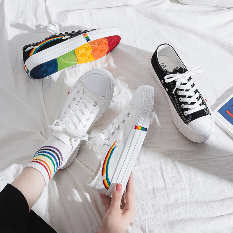 Rainbow Women's Lace-Up Canvas Tennis Shoes Sneakers