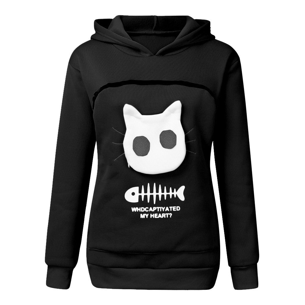 Cat Fishscale 3D Print Kitty Cat Carrying Pocket Hoodie Sweatshirt