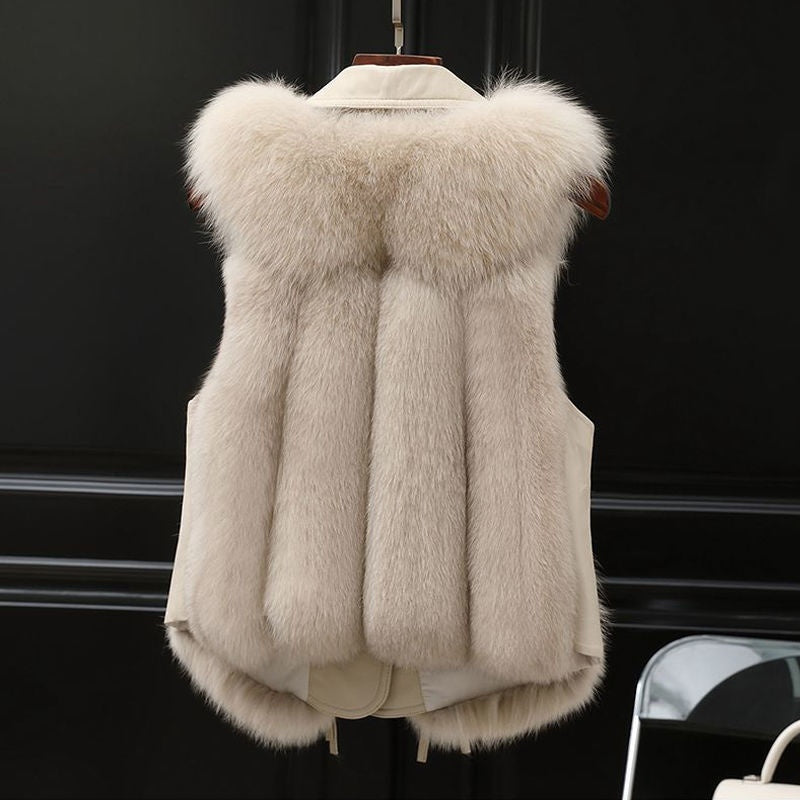Faux Fur Sleeveless Solid Color Women's Vest to 3X Plus Size