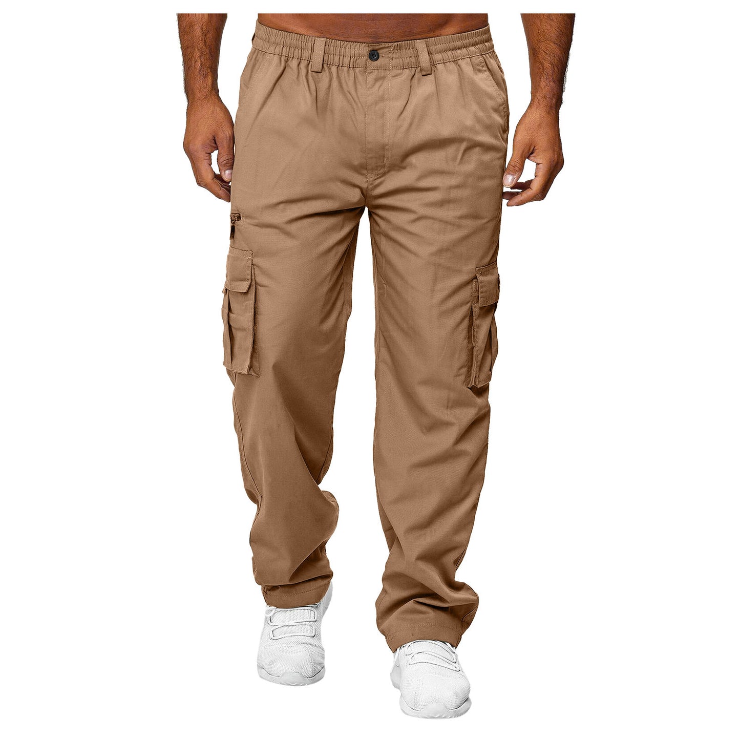 Men's Solid Color Casual Multi-Pocket Loose Straight Cargo Pants to 4X Big & Tall