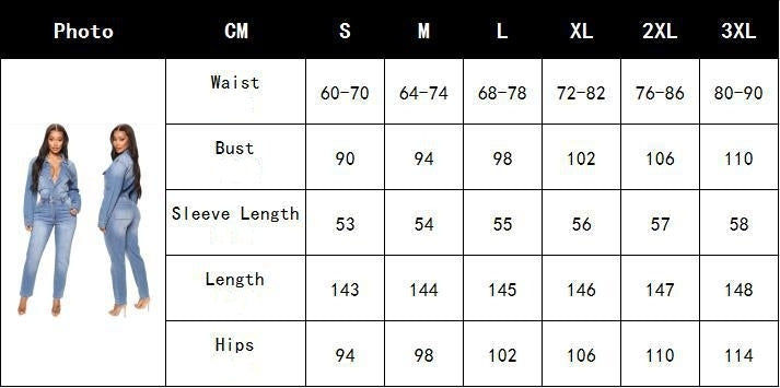 Denim Light Blue Gradient Faded Washed Button-Up Long Sleeve Elastic Waist Women's Jeans Jumpsuit
