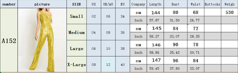 Yellow Sequin Asymmetrical One Shoulder Wide Leg Party Jumpsuit