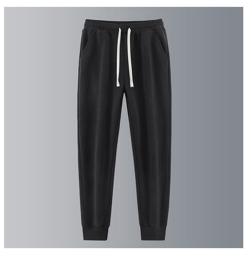 Men's Mandarin Collar Solid Color Fleece Hoodie Zipper Jacket + Drawstring Sweatpants Tracksuit w/ Belt Bag