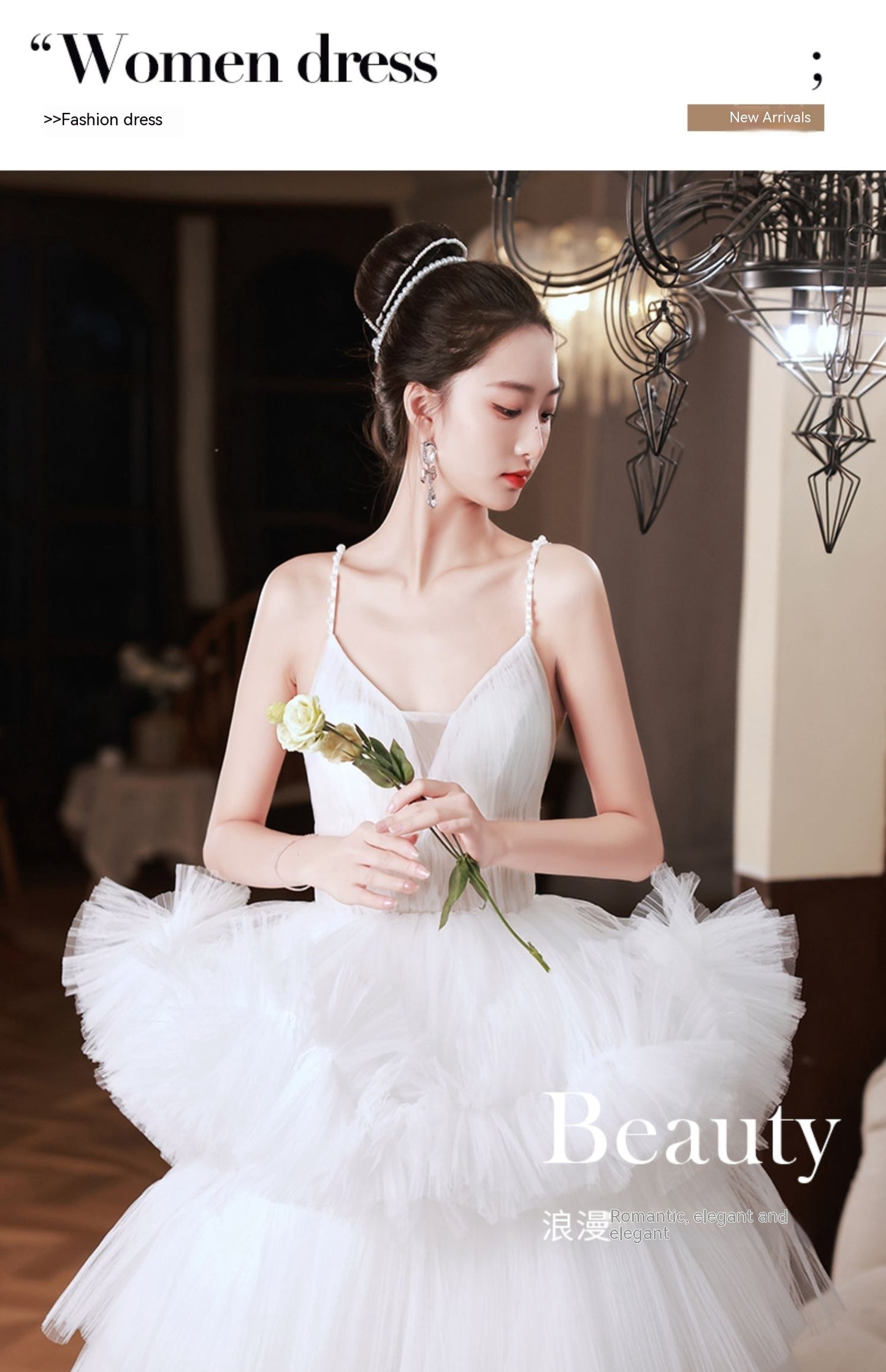White Tiered Multi-Layer French Pettiskirt Temperament Formal Wedding Dress to 3X Plus Size